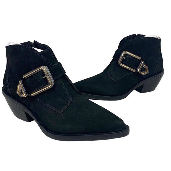 Vince CamutoBooties Ashena Black Western Pointed Toe Suede Leather NEW- 6.5